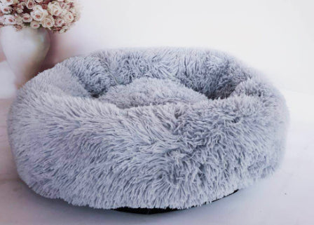 Cama redonda de felpa para perros pequeños y cachorros