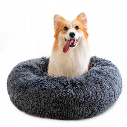 Cama redonda de felpa para perros pequeños y cachorros