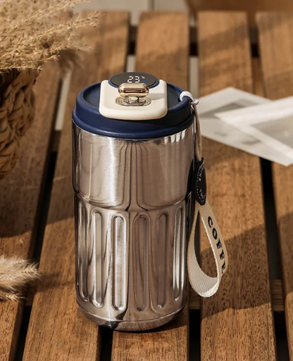 Taza de café portátil inteligente con pantalla digital, botella de agua de acero inoxidable, termo de coche, taza aislada para mantener el frío, 450ml