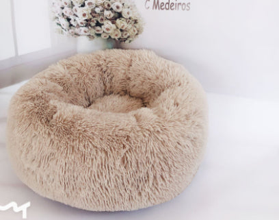 Cama redonda de felpa para perros pequeños y cachorros